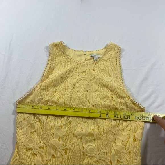 Est 1946 Yellow Dress women’s 8 lace overlay sleeveless high neck Sheath zipper - Picture 7 of 7